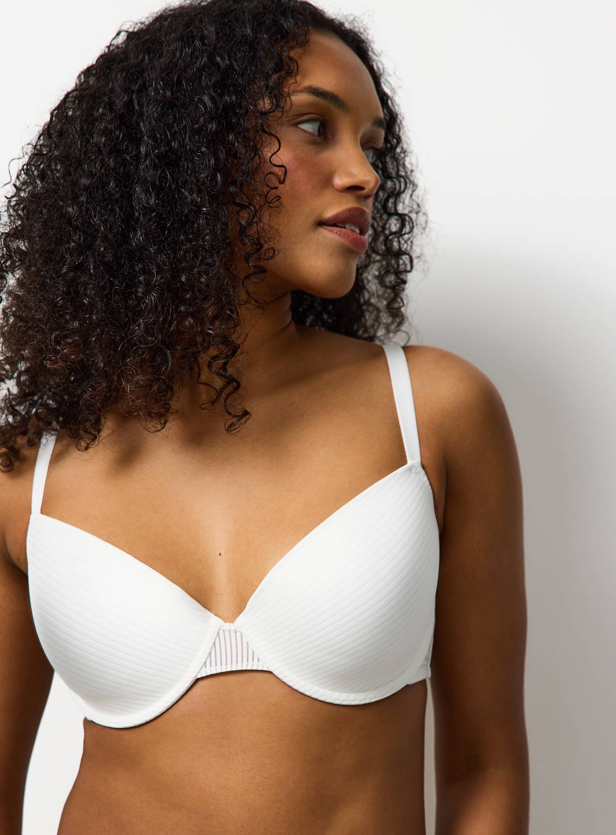 Ivory & Nude Mesh Stripe Padded T-Shirt Bra 2 Pack  34E - Image 2